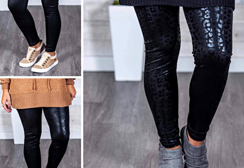 Leggings ecopelle con - in,