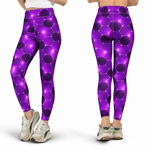 Leggings esagonali viola